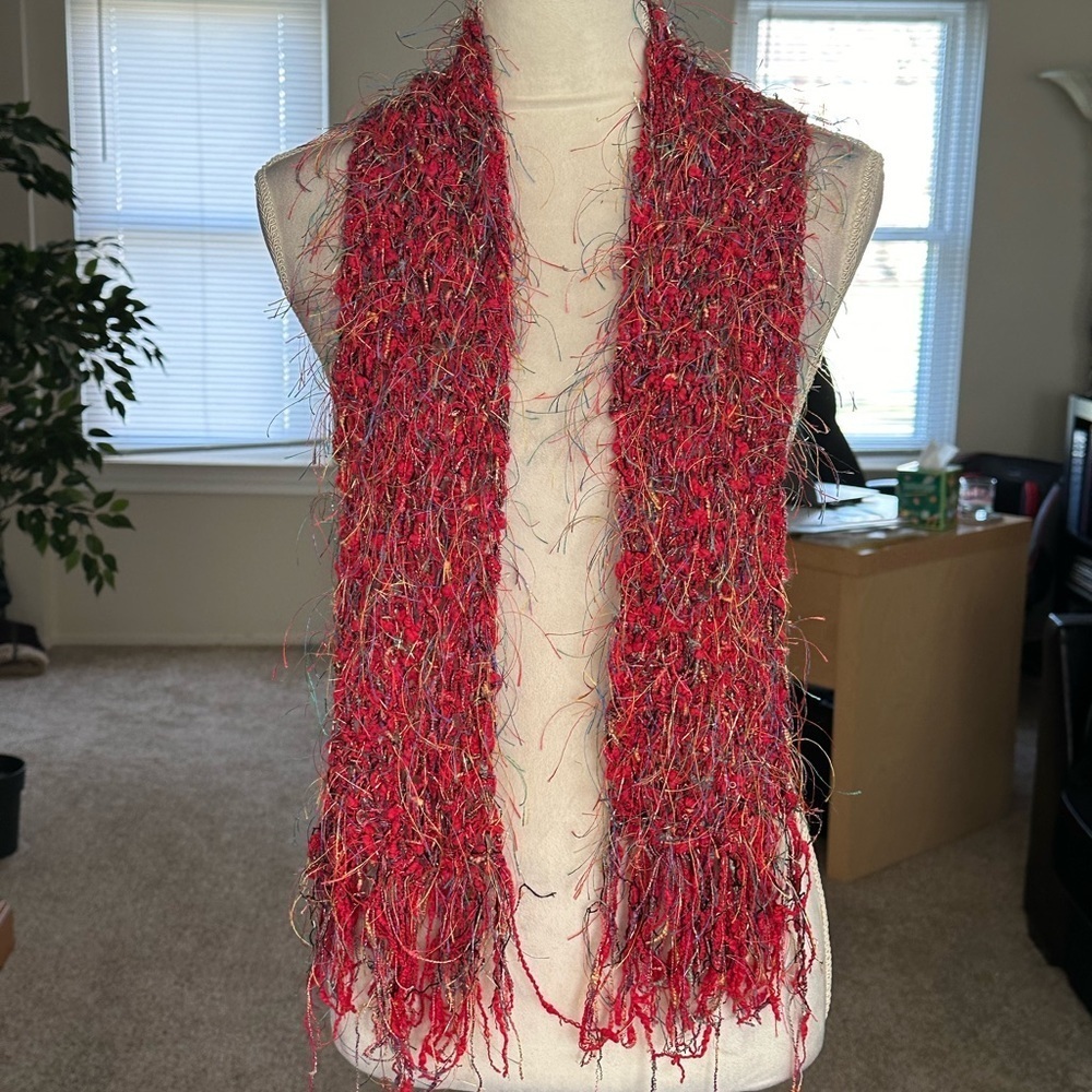 Vintage Red Gold Blue Homespun Yarn Fun Party Date Accessories Sparkly Quirky - Picture 3 of 6
